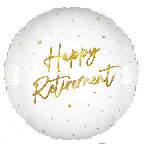 (image for) 18" Elegant Sparkle White Happy Retirement Holographic Foil Balloons