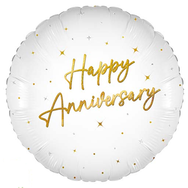 (image for) 18" Elegant Sparkle White Happy Anniversary Holographic Foil Balloons