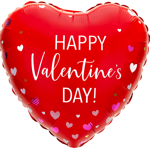 18" Happy Valentines Day Mixed Hearts Foil Balloons