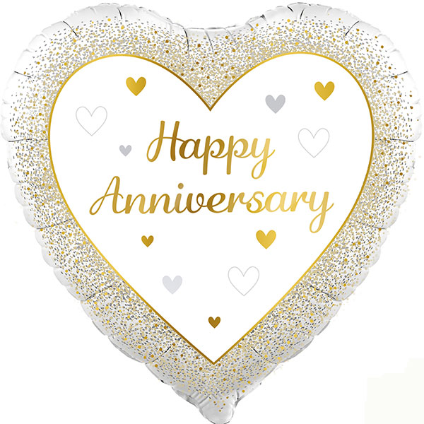 (image for) 18" Happy Anniversary Hearts Foil Balloons