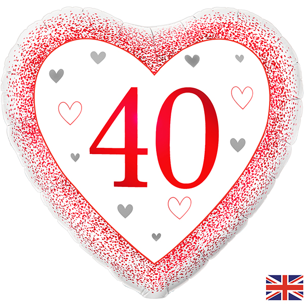 (image for) 18" Happy 40th Anniversary Heart Foil Balloons