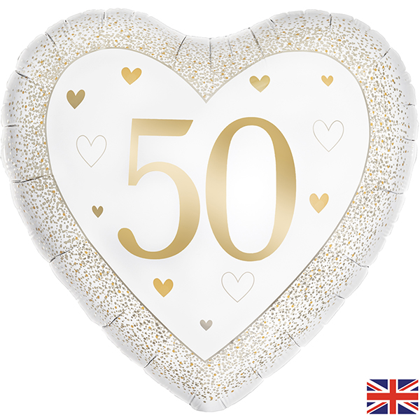 (image for) 18" Happy 50th Anniversary Heart Foil Balloons