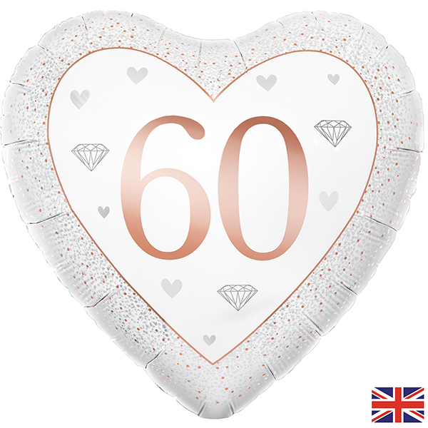 (image for) 18" Happy 60th Anniversary Heart Foil Balloons