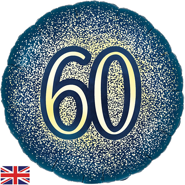 (image for) 18" 60th Glitter Navy Gold Foil Balloon