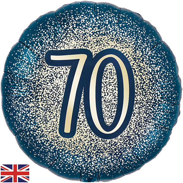 (image for) 18" 70th Glitter Navy Gold Foil Balloon