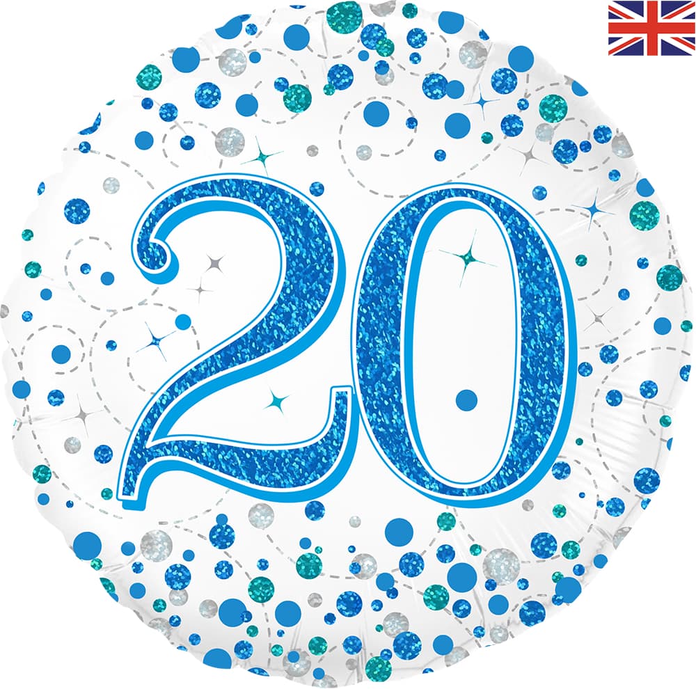 (image for) 18" Blue Sparkling Fizz 20th Birthday Foil Balloons