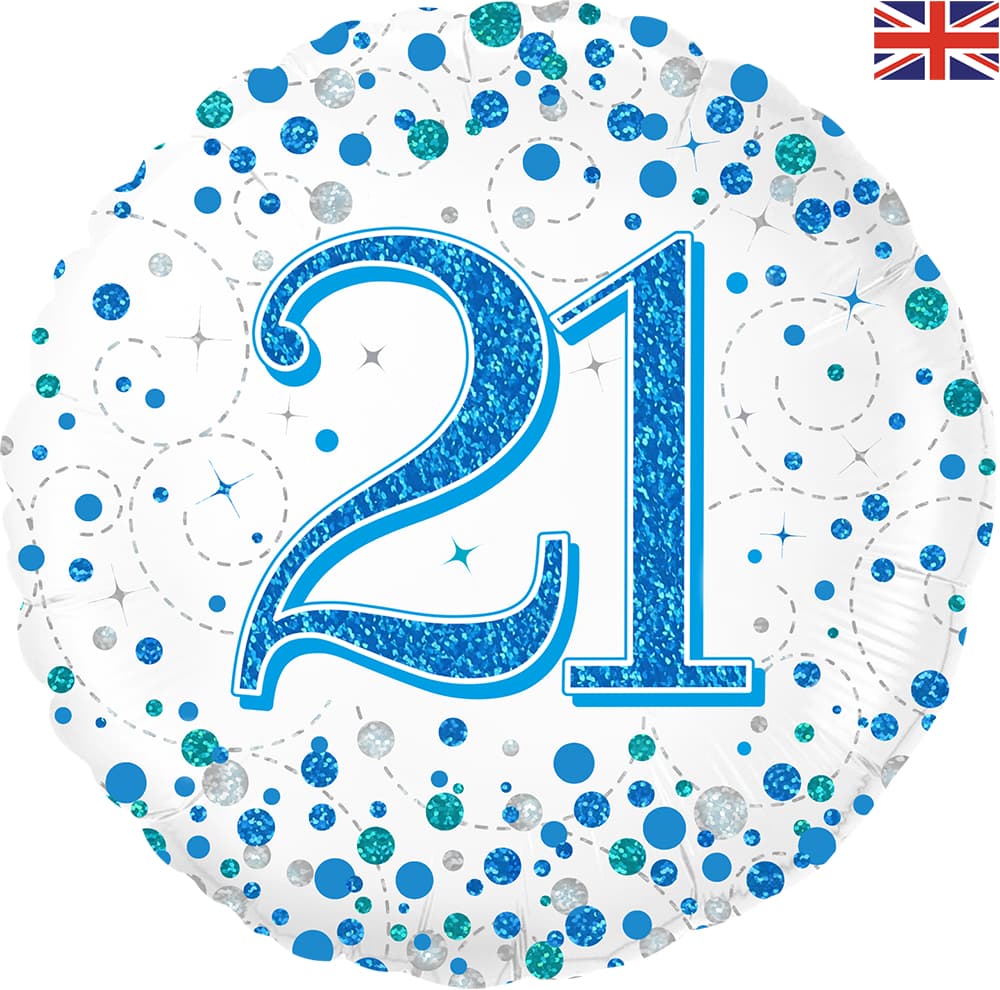 (image for) 18" Blue Sparkling Fizz 21st Birthday Foil Balloons