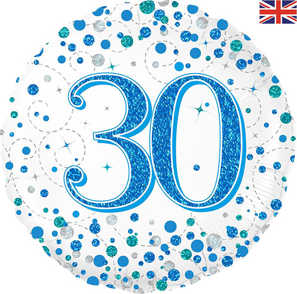 (image for) 18" Blue Sparkling Fizz 30th Birthday Foil Balloons