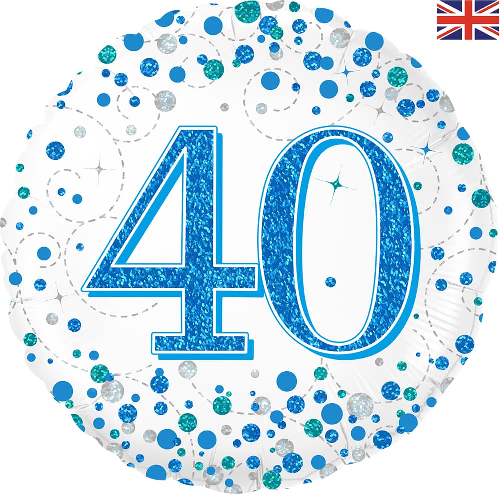 (image for) 18" Blue Sparkling Fizz 40th Birthday Foil Balloons