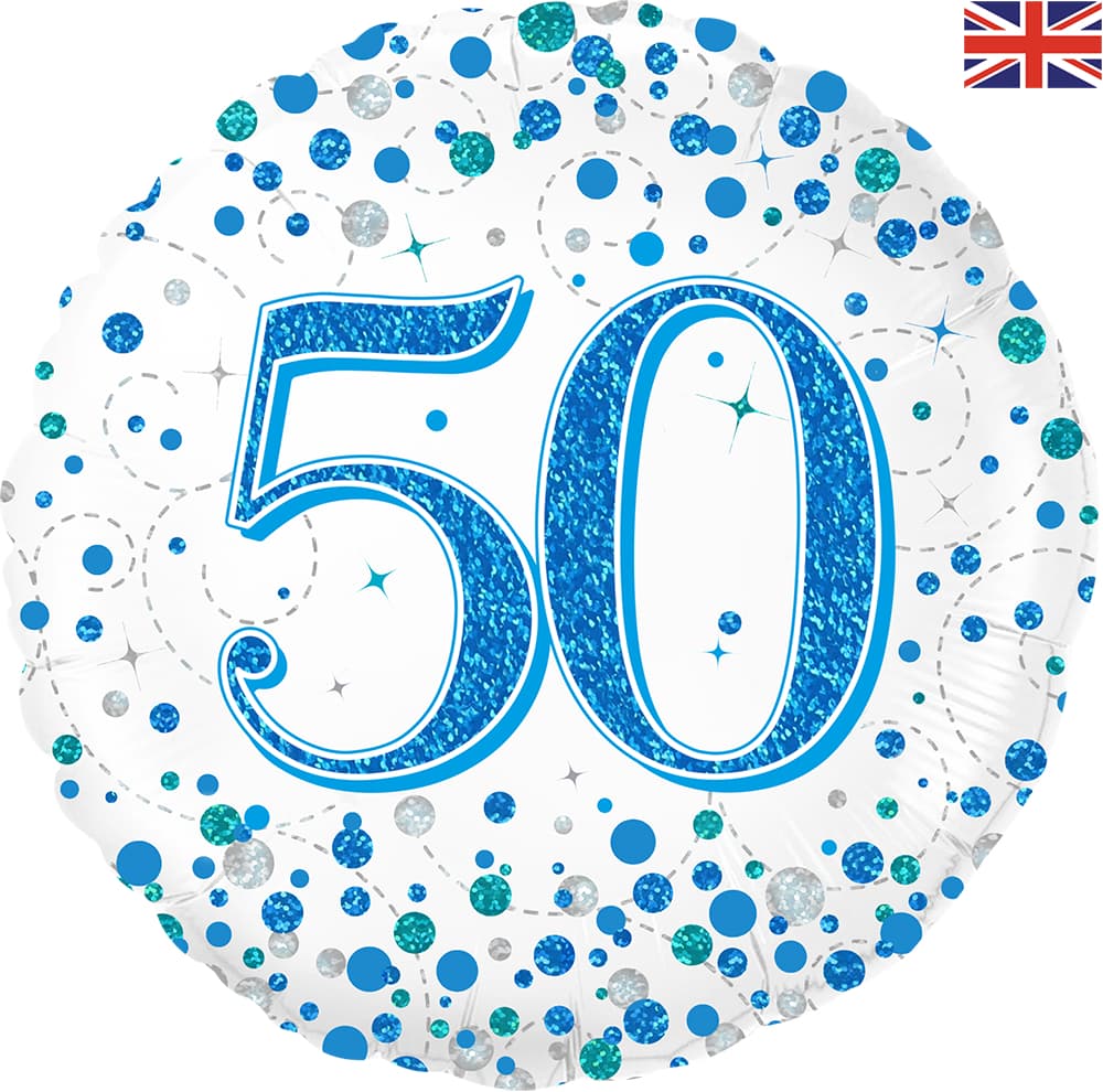 (image for) 18" Blue Sparkling Fizz 50th Birthday Foil Balloons