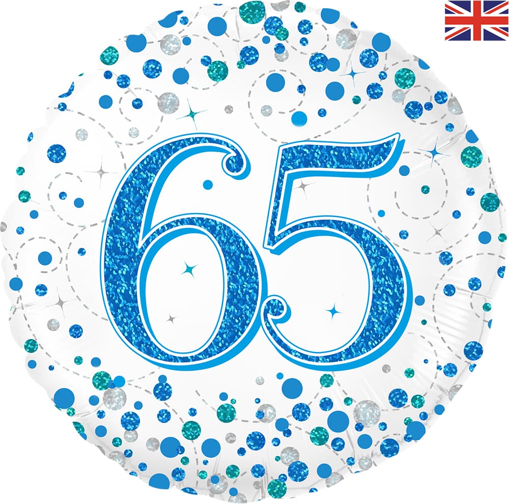 (image for) 18" Blue Sparkling Fizz 65th Birthday Foil Balloons