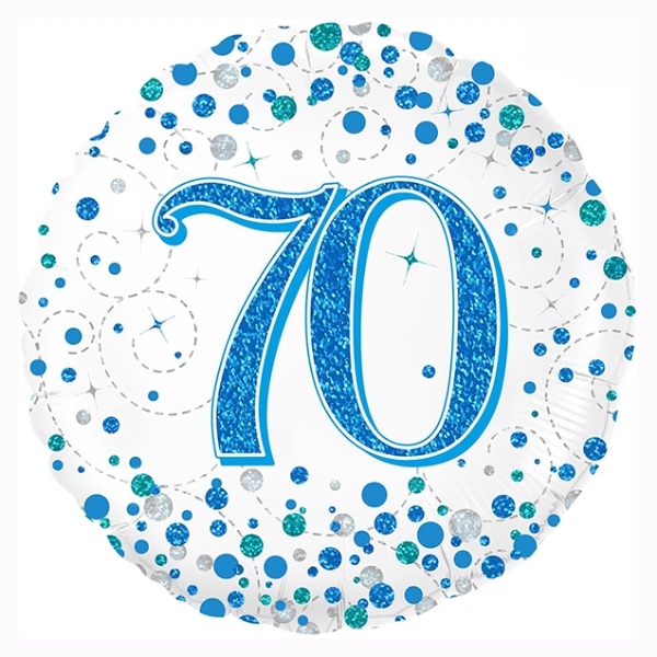 (image for) 18" Blue Sparkling Fizz 70th Birthday Foil Balloons