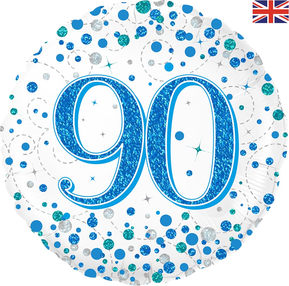 (image for) 18" Blue Sparkling Fizz 90th Birthday Foil Balloons