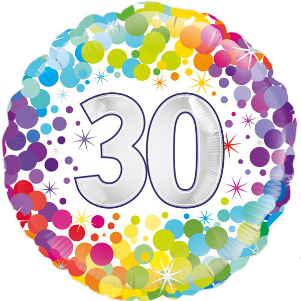 (image for) 18" 30th Colourful Confetti Birthday Foil Balloons