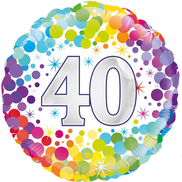 (image for) 18" 40th Colourful Confetti Birthday Foil Balloons