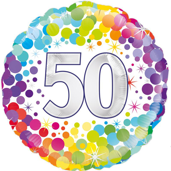 (image for) 18" 50th Colourful Confetti Birthday Foil Balloons