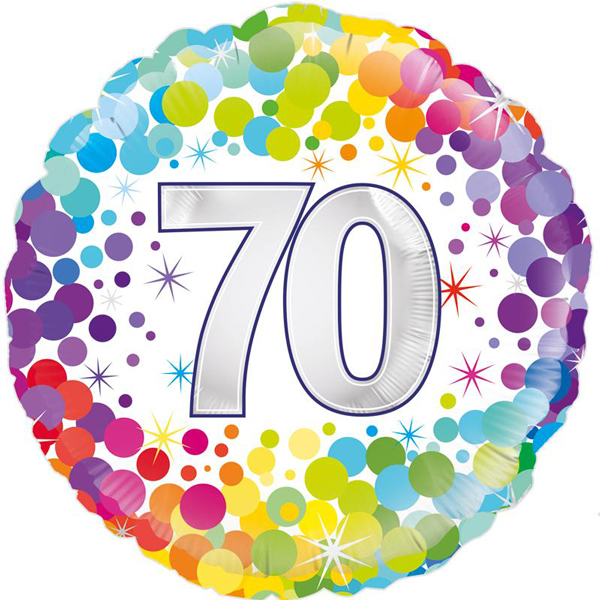 (image for) 18" 70th Colourful Confetti Birthday Foil Balloons