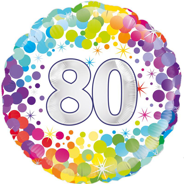 (image for) 18" 80th Colourful Confetti Birthday Foil Balloons