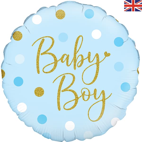 (image for) 18" Sparkling Baby Boy Dots Holographic Foil Balloons