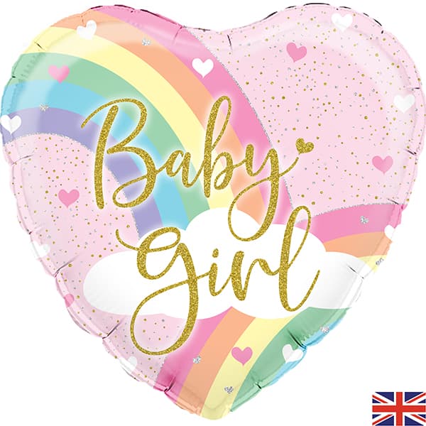 (image for) 18" Pastel Rainbow Baby Girl Holographic Foil Balloons