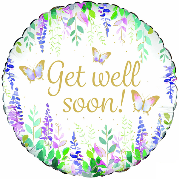 18" Get Well Soon Watercolor Floral Foil Balloons