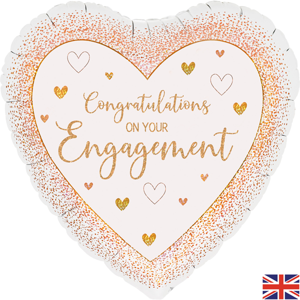 (image for) 18" Engagement Rose Gold Heart Foil Balloons