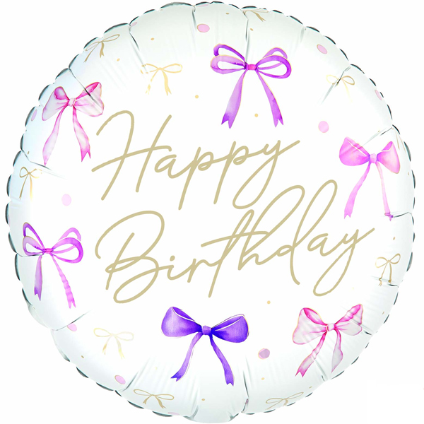 18" Happy Birthday Bows Foil Balloons