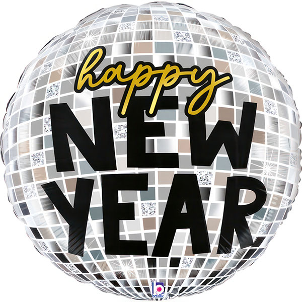 (image for) 36" Happy New Year Disco Ball Balloons