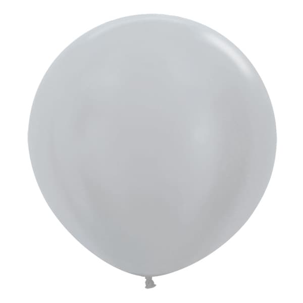 (image for) 24" Satin Silver Latex Balloons 3pk