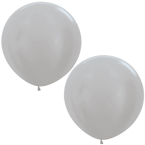 (image for) 24" Satin Silver Latex Balloons 10pk