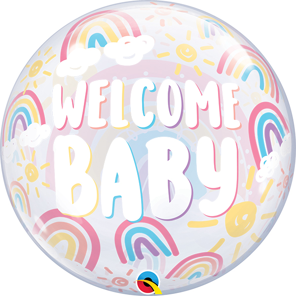 (image for) 22" Welcome Baby Boho Rainbow Single Bubble Balloons