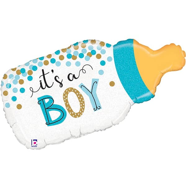 (image for) Its A Boy Baby Bottle Holographic Supershape Balloons