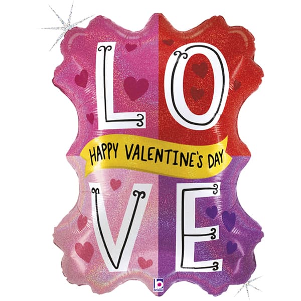 (image for) Happy Valentines Day Colour Block Supershape Balloons