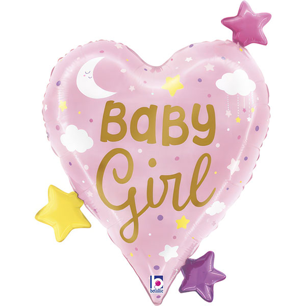 (image for) Baby Girl Heart Stars Shape Balloons