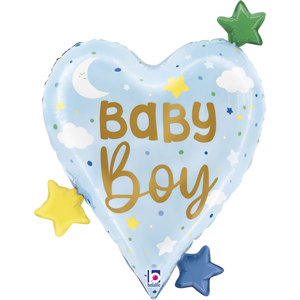 (image for) Baby Boy Heart Stars Shape Balloons