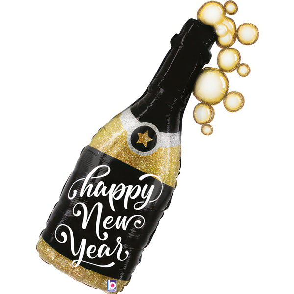 (image for) 39" New Year Champagne Bubble Shape Foil Balloons