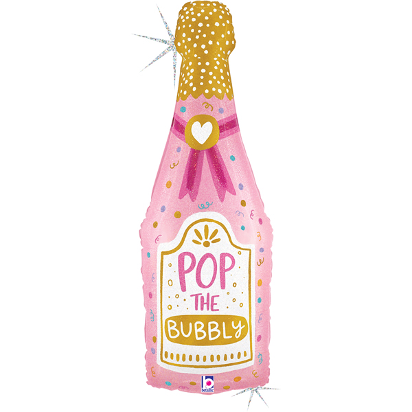 (image for) Pink Bubbly Champagne Bottle Shape Balloons