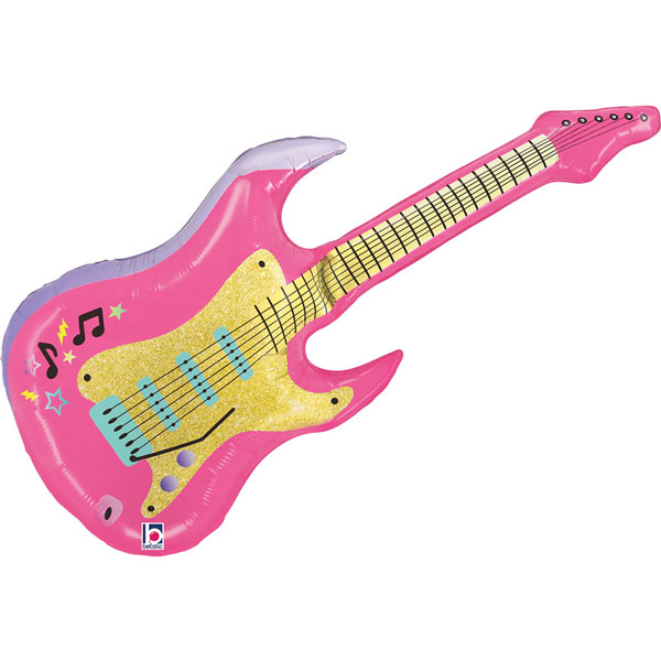 Pink Electric Guitar Shape Foil Balloons