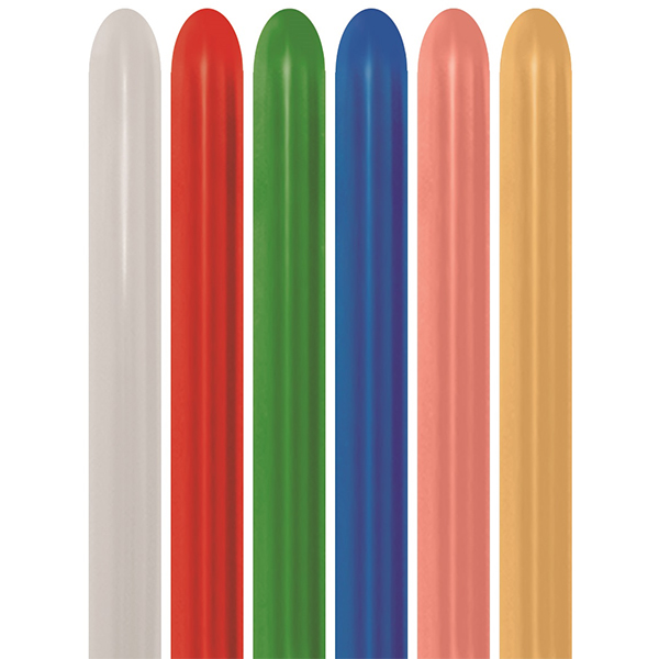 260 Metallic Assorted Modelling Latex Balloons 100pk