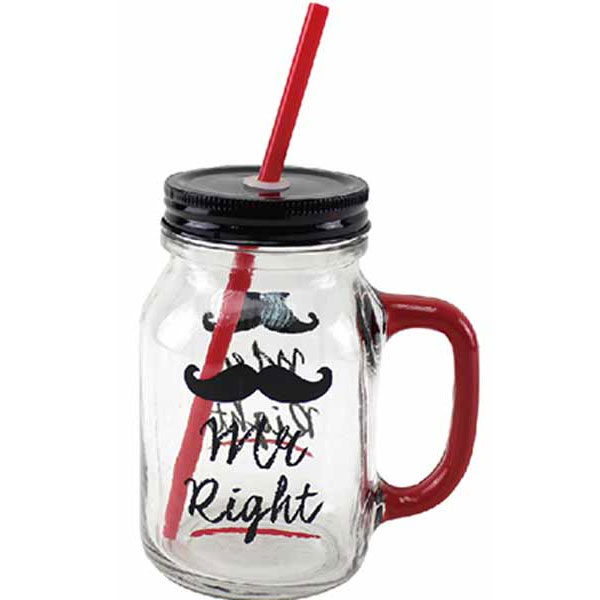 Mr Right Drinking Jar Glass