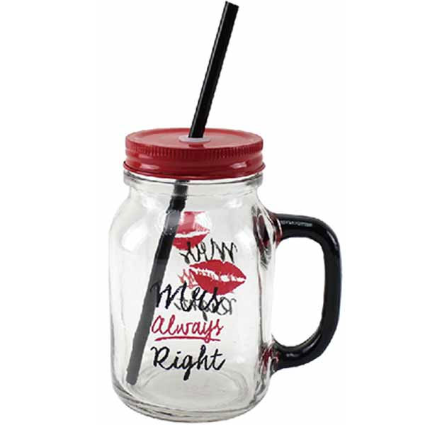 Mrs Always Right Drinking Jar Glass