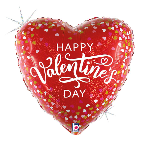 18" Happy Valentines Day Confetti Hearts Foil Balloons