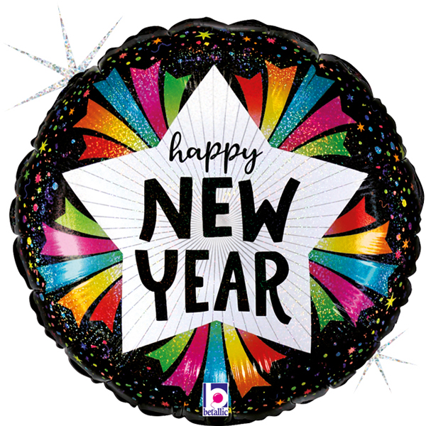 (image for) 18" Happy New Year Star Foil Balloons