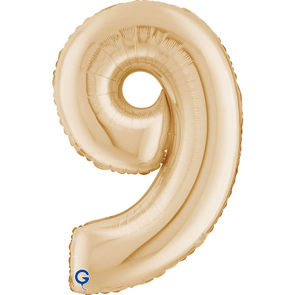 26" Grabo White Gold Number 9 Shape Foil Balloons