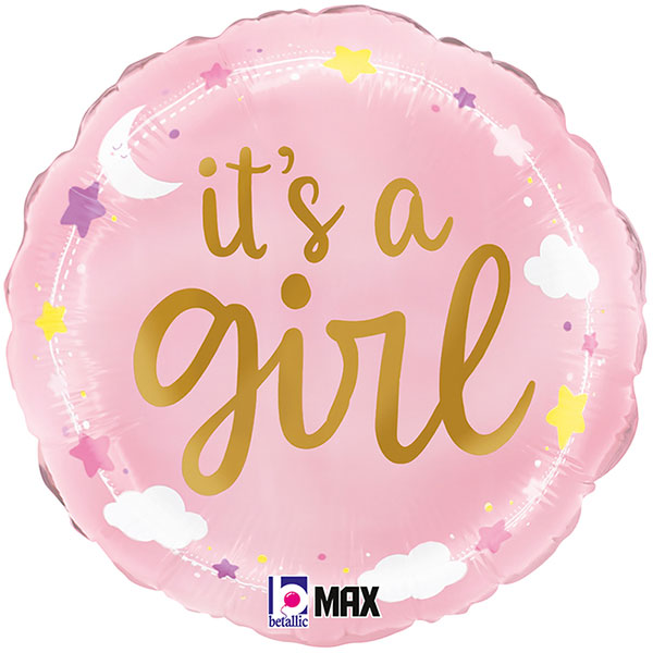 (image for) 18" It's A Girl Stars & Clouds Foil Balloons