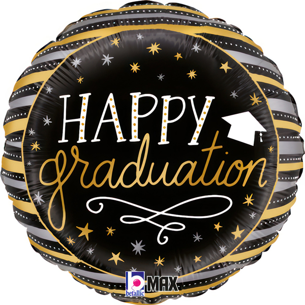 (image for) 18" Satin Metallic Graduation Stripes Foil Balloons