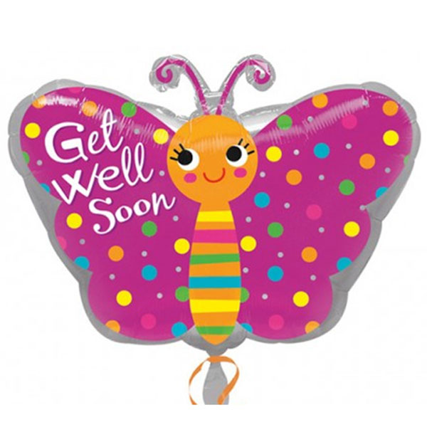 18" Get Well Soon Butterfly Foil Balloons