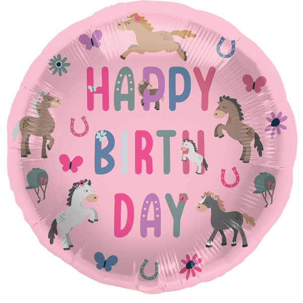 (image for) 18" Happy Birthday Horses Foil Balloons