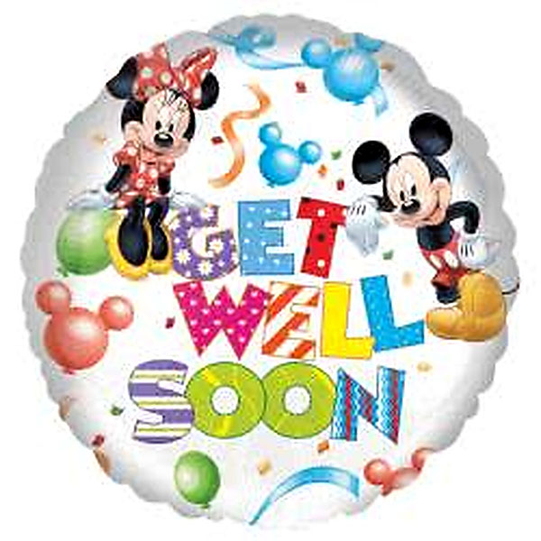 18" Mickey And Minnie Get Well Soon Foil Balloons