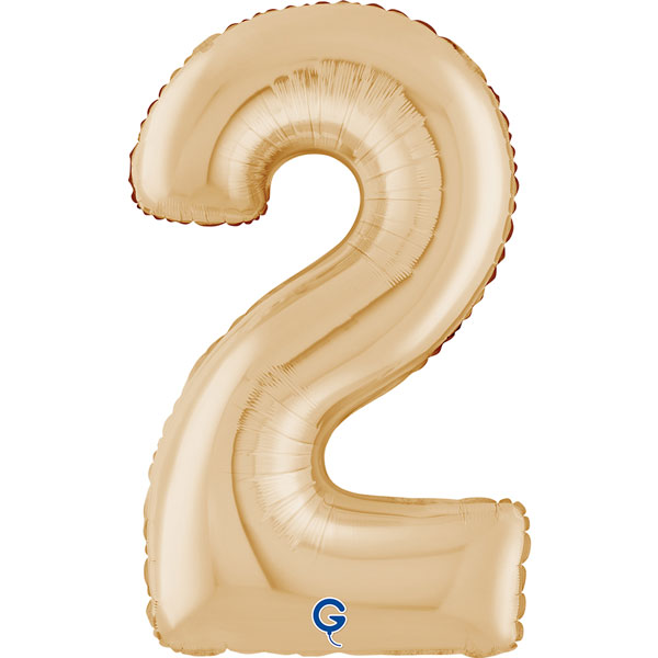 40" Grabo White Gold Number 2 Shape Foil Balloons